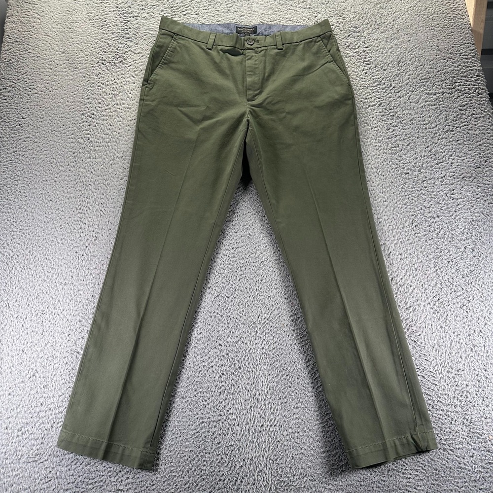 Banana Republic Aiden Pant Men 35x32 Green‎ Cotton Chino Straight Preppy Classic